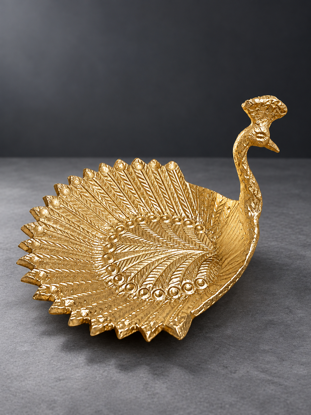 Gold Finish Peacock Urli Bowl for Home & Festive Decoration | HOM-WCT040