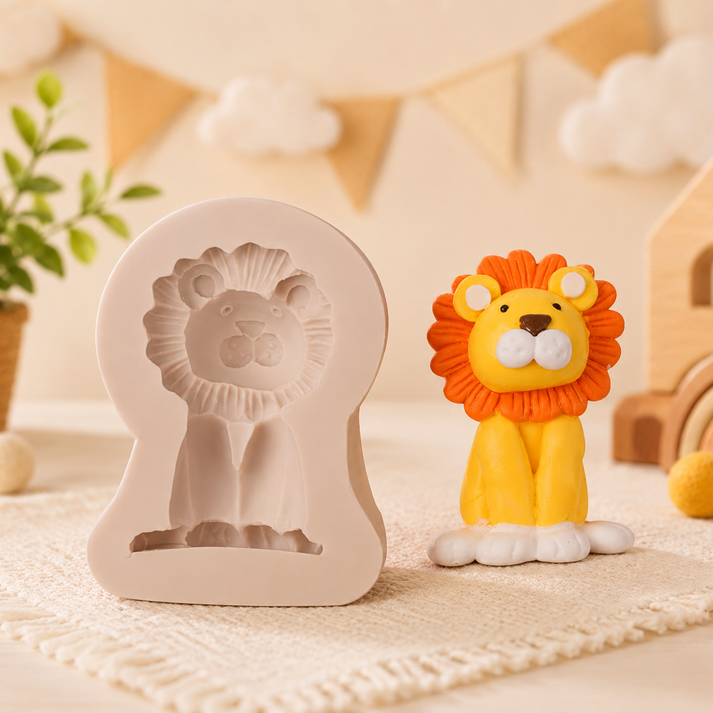 Cute Lion Silicone Mold for Candle, Soap, Resin & DIY Crafts | WCM863