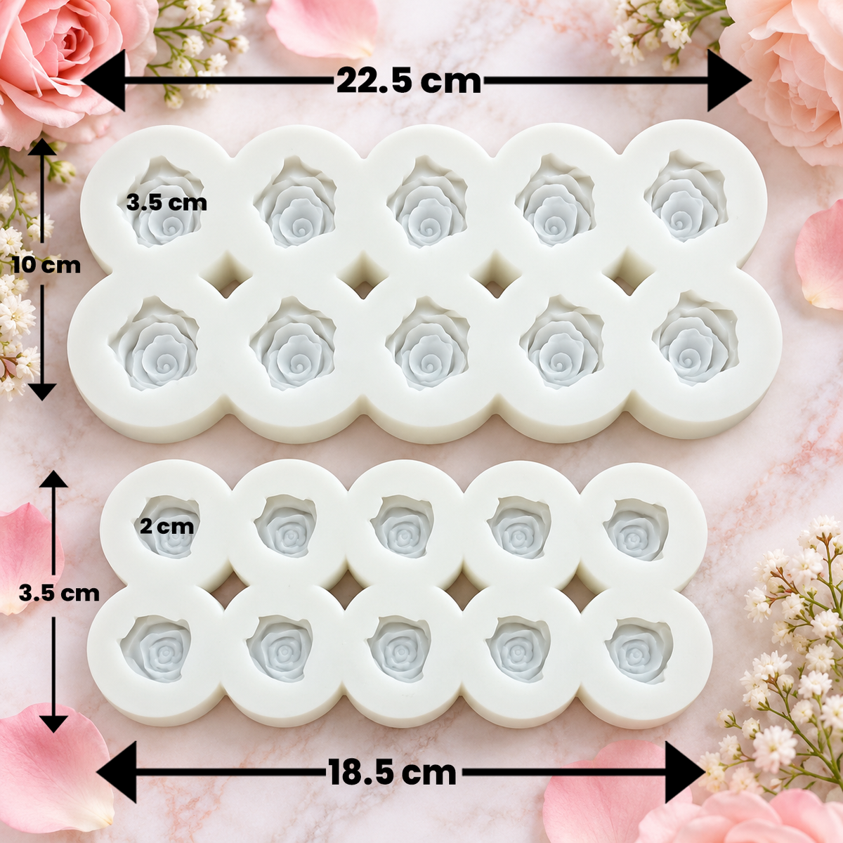 Mini Rose Flower Silicone Mold – 10 Cavity | MLD-WCM940