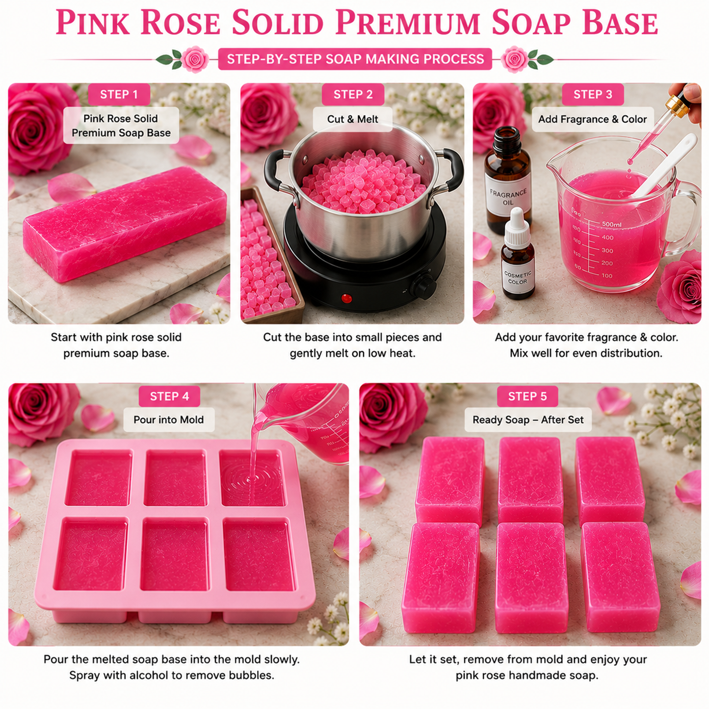 Pink Rose Solid Premium Soap Base SPB019