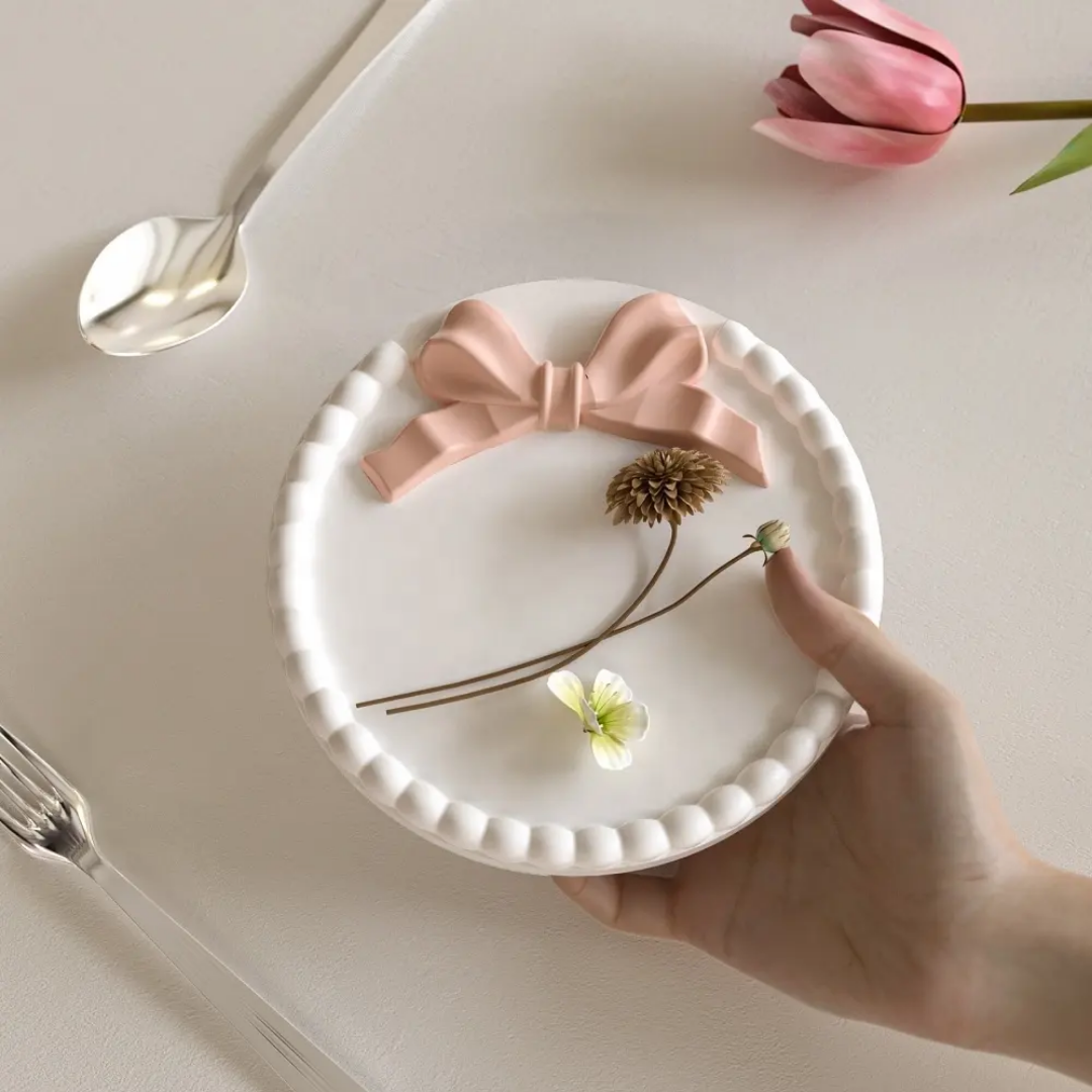 Bow Bead-Rim Deco Tray ARM463(own) | ARM464 (own)