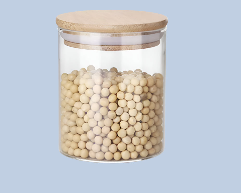 270ml Wooden Lid Borosil Jars 3PCS PM377