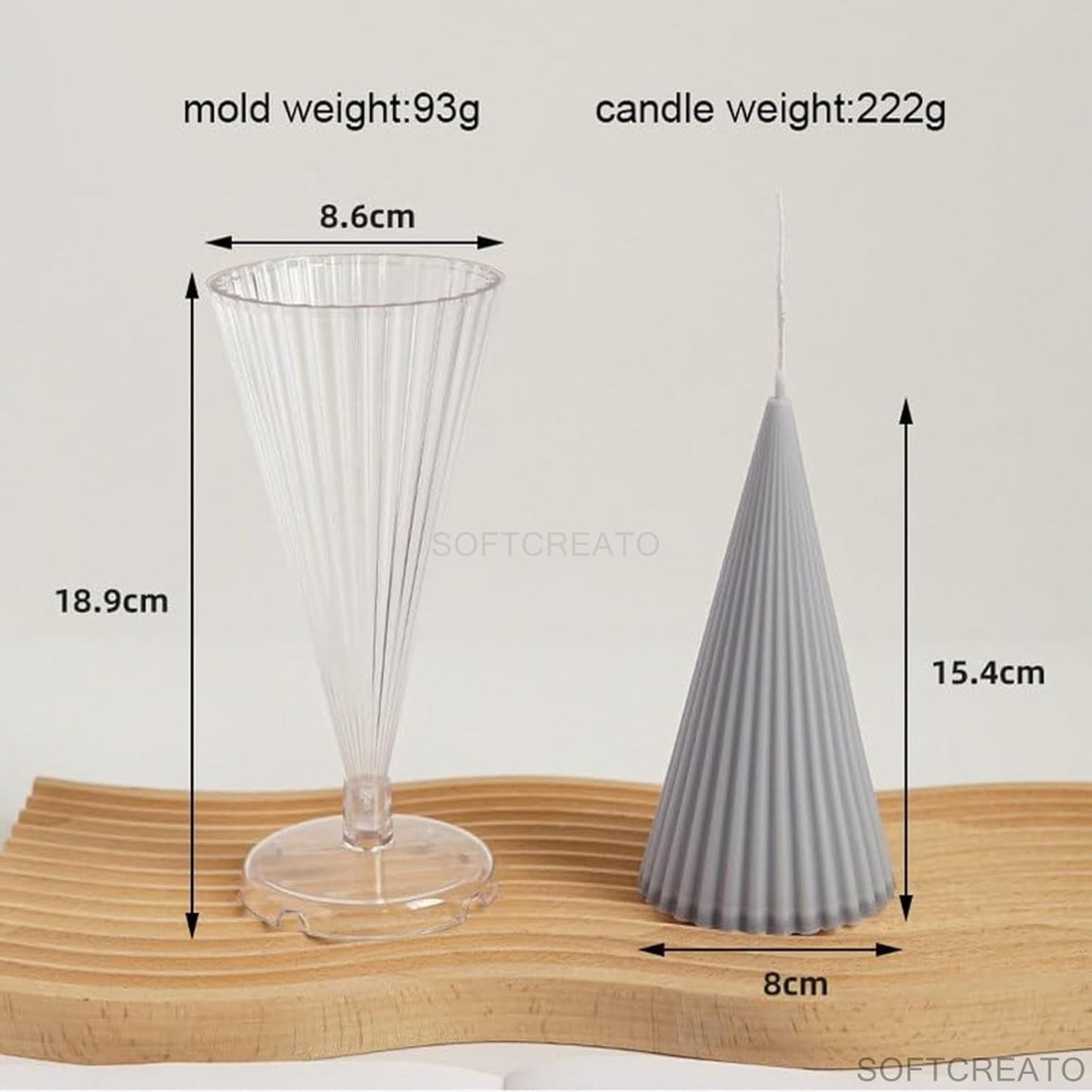 Striped Conical Candle Mold WCM515