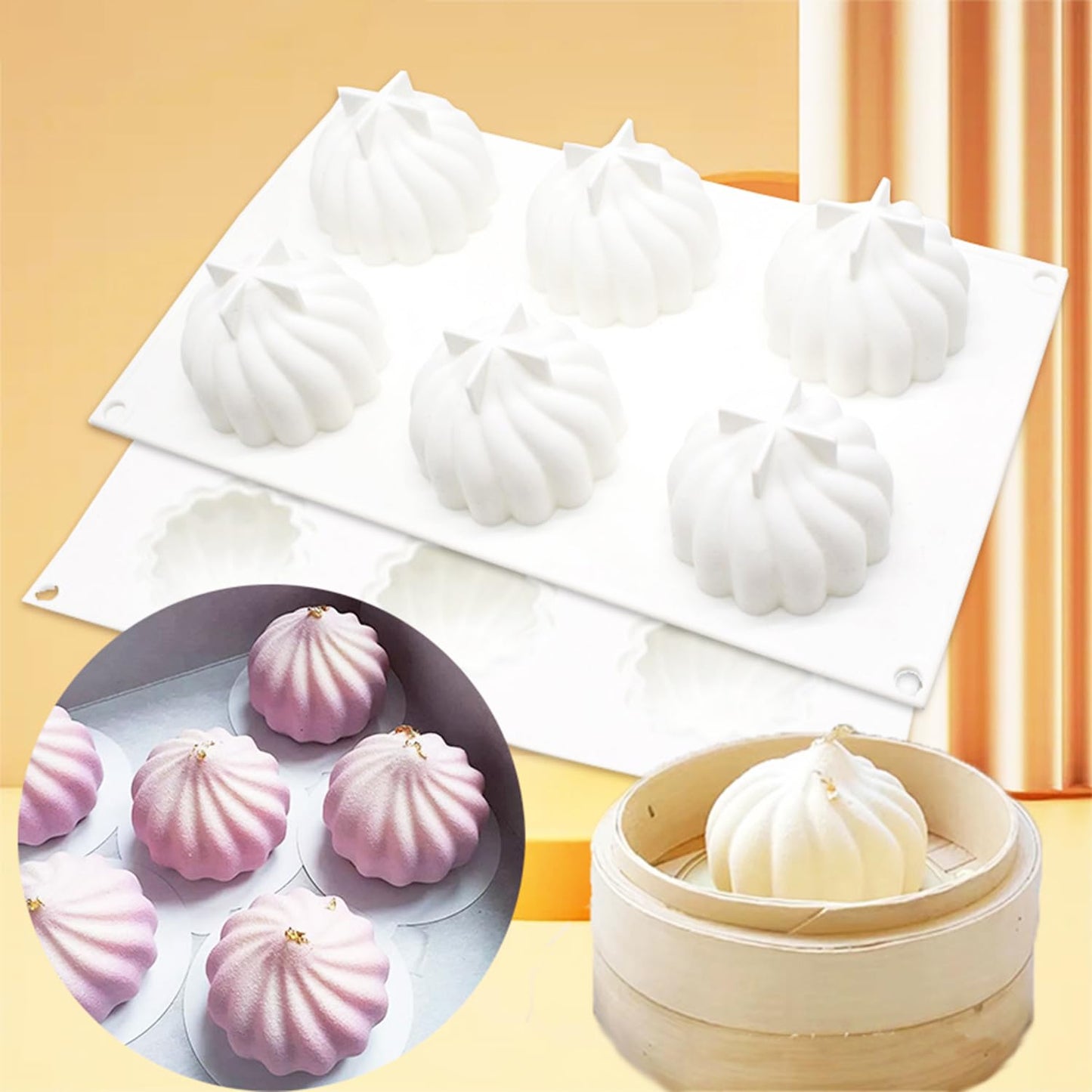 Spiral Modak 6 Cavity Mold WCM670