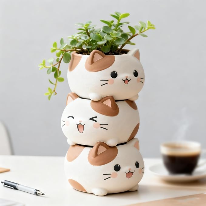 Stacked Kitty Trio Planter Mould | ARM581