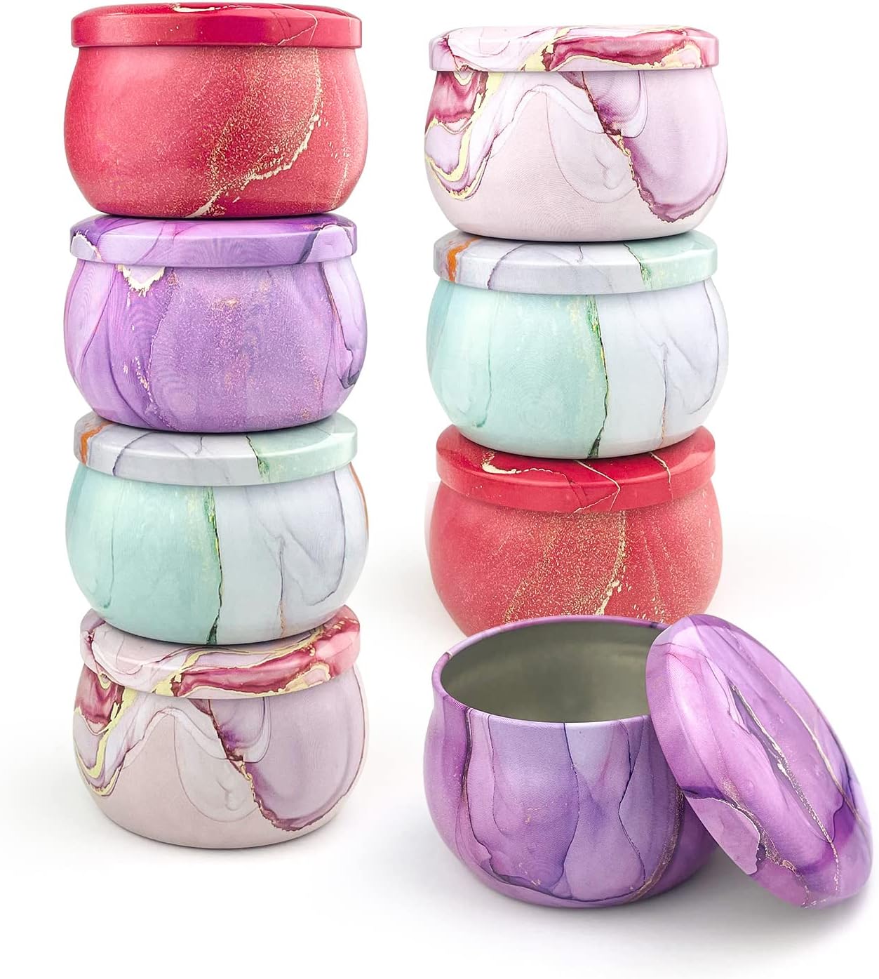 Tin Box Marble 6.2*4.2 cm Pack Of 12 (3 Pieces of each color) PM278