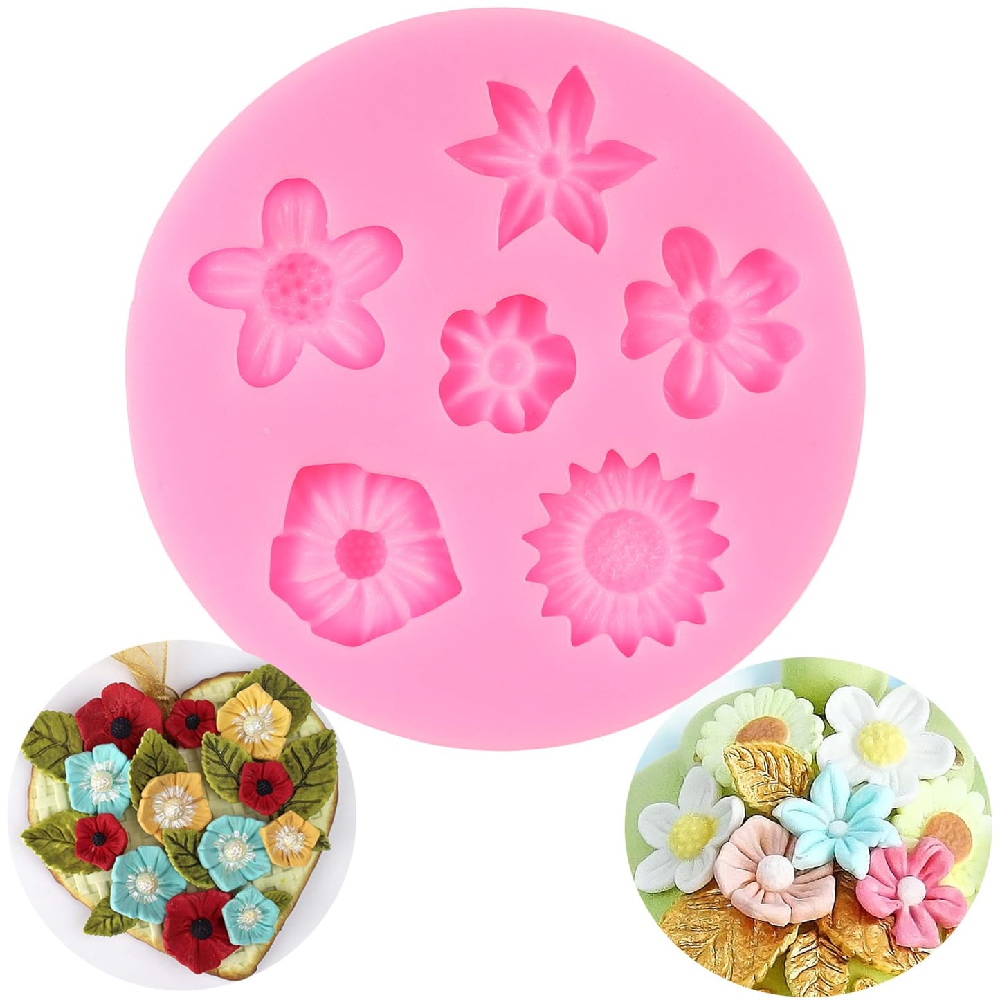 6 Flower Fondant Mold CFM297