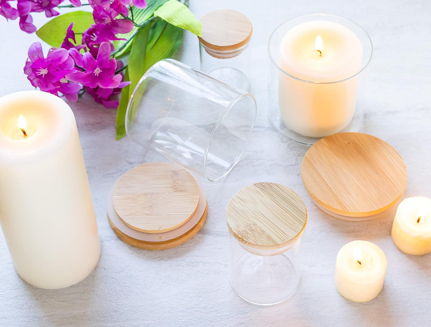 270ml Wooden Lid Borosil Jars 3PCS PM377