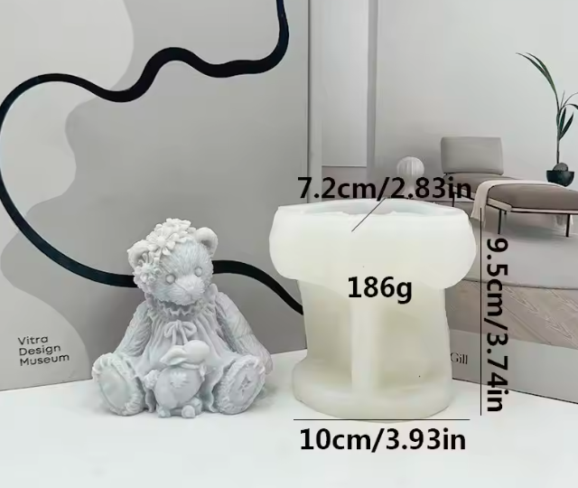 Bear Hug Rabbit Candle Silicone Mold WCM506