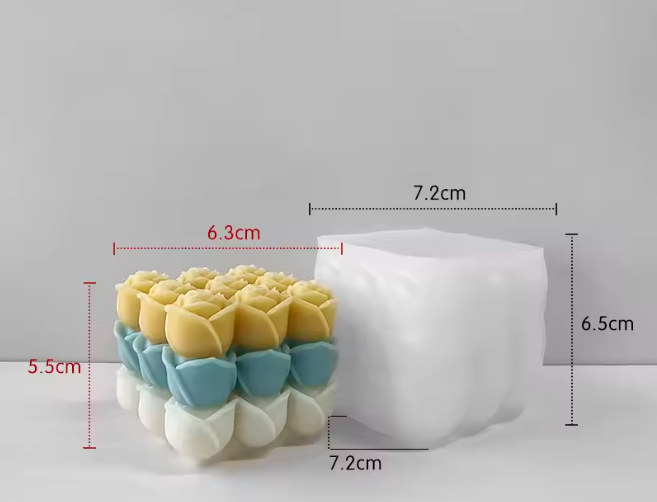 Rose Cube Candle Mold WCM530