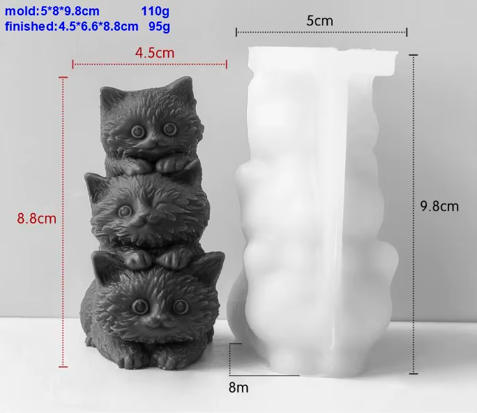 3 Cavity Cat Molds WCM631