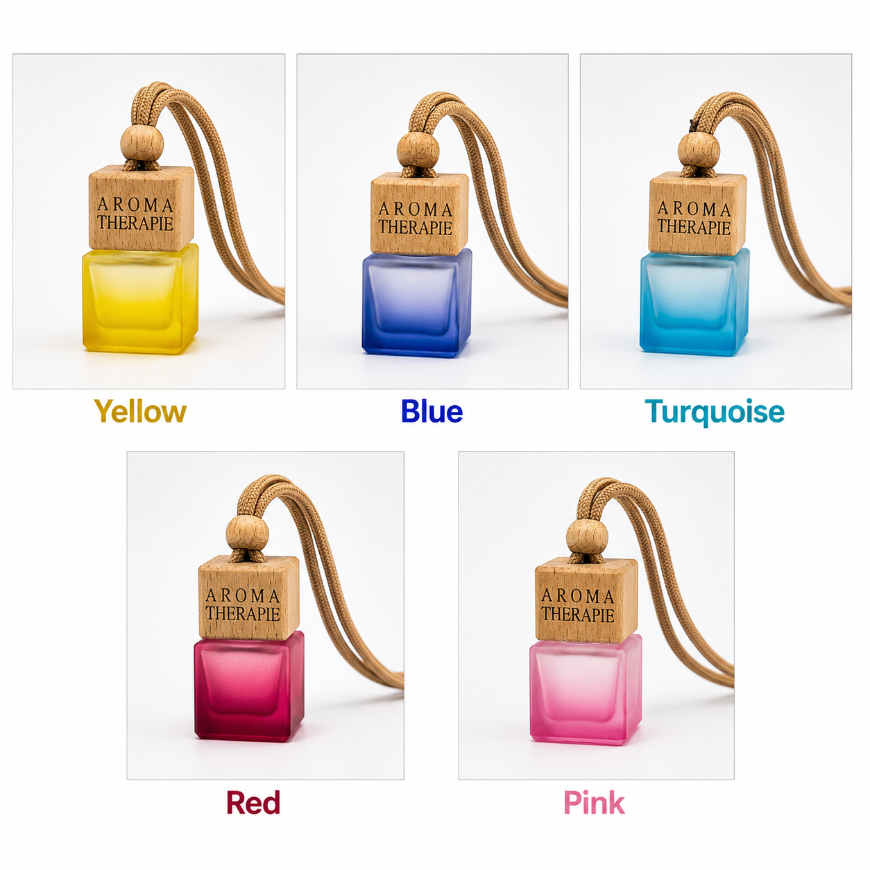 Square Frosted Glass Car Diffuser Bottle with Wooden Cap (10 ml) | HDF017