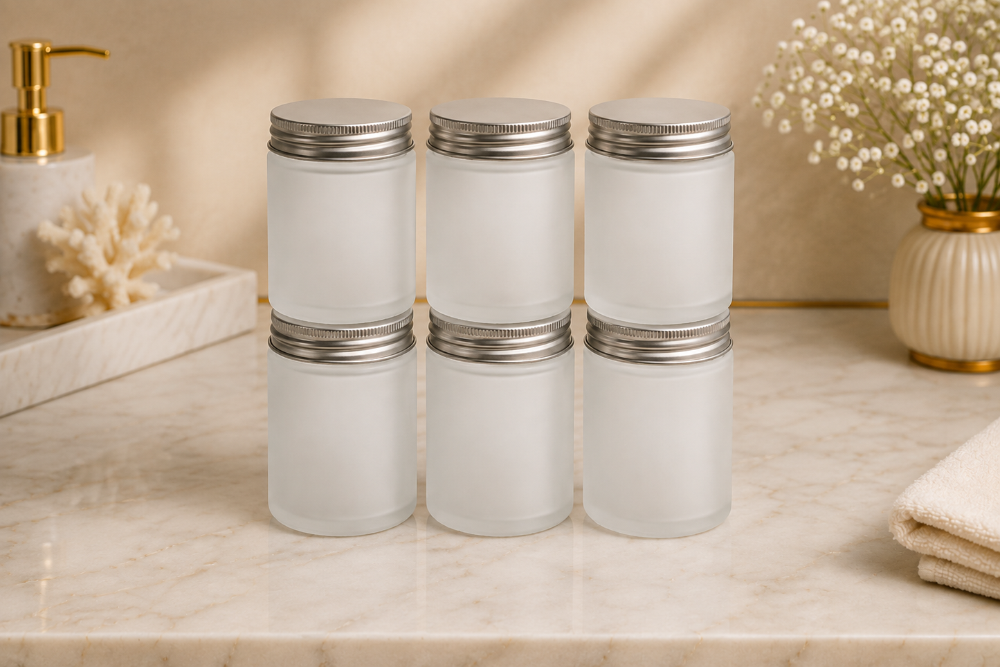 250ml Frosted Silver Cap 6 pcs PM235