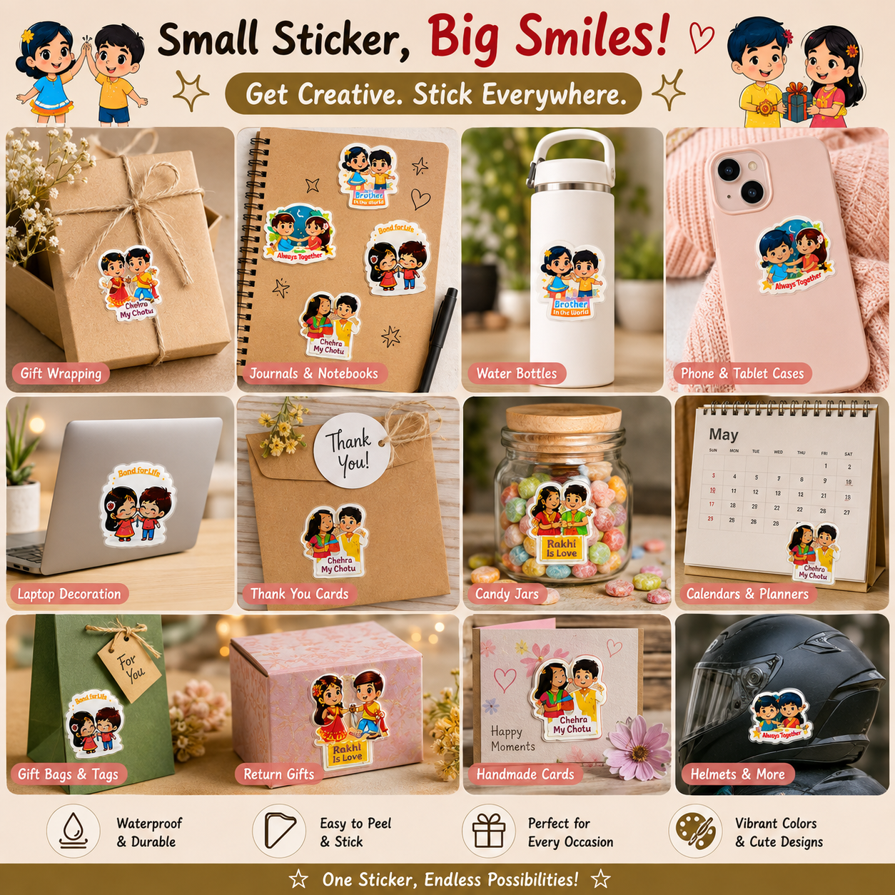 UV Transfer Sticker Sheet – Brother Sister Moments Rakhi Stickers | UV022
