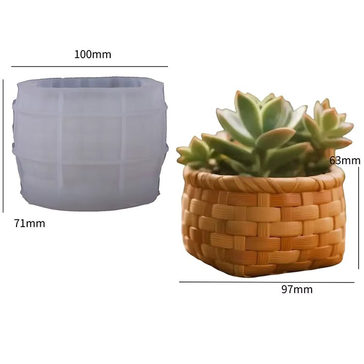 Bamboo Basket Planter Jar Mold ARM455