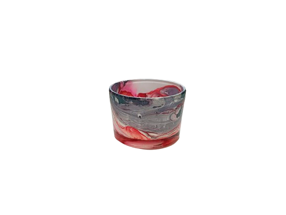 Marble Short Glass Large , multicolor Glass Candle Jars 6 pcs PM311