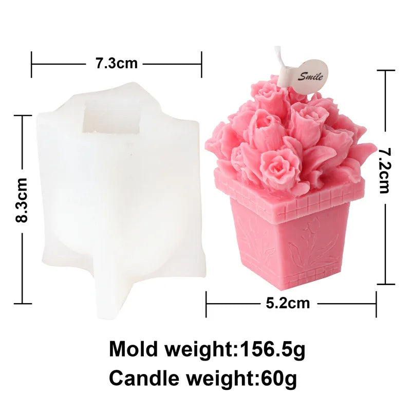 Rose Pot Silicone Mold WCM523