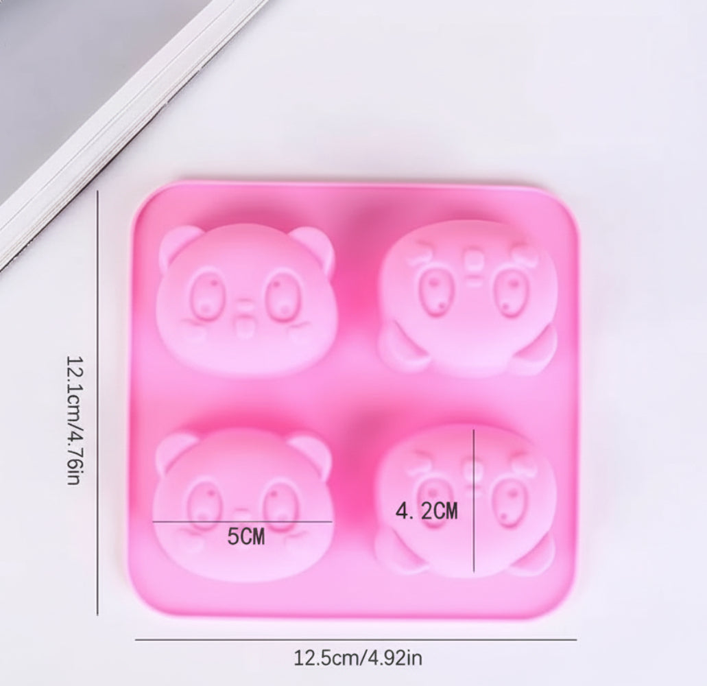 4-Cavity Panda Expression Silicone Mold | SSM275