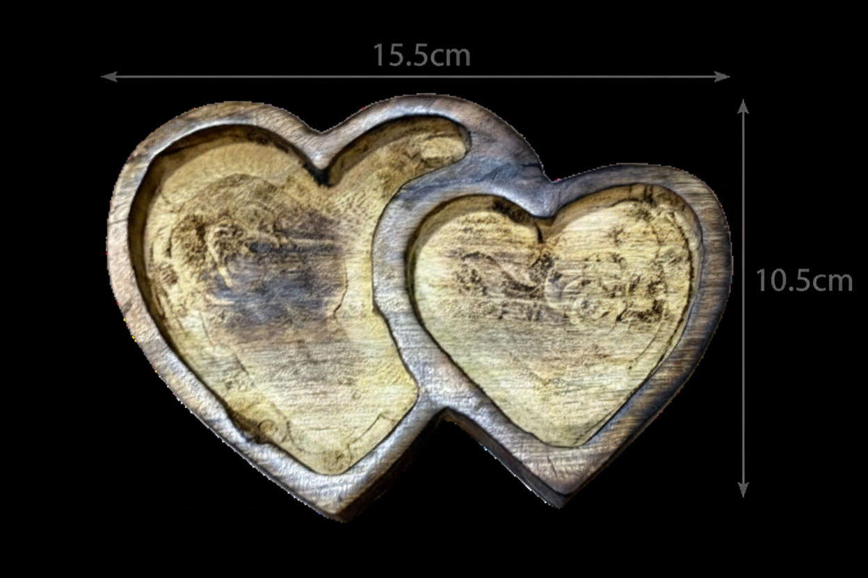 Twin Heart Wooden Candle Holder | WC013