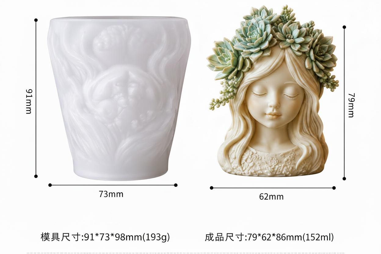 ARM591 Succulent Crown Girl Planter mold