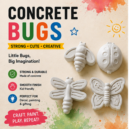 Kids DIY Concrete Painting Kit – Bee, Butterfly, Dragonfly & Ladybug Shapes | RCP017