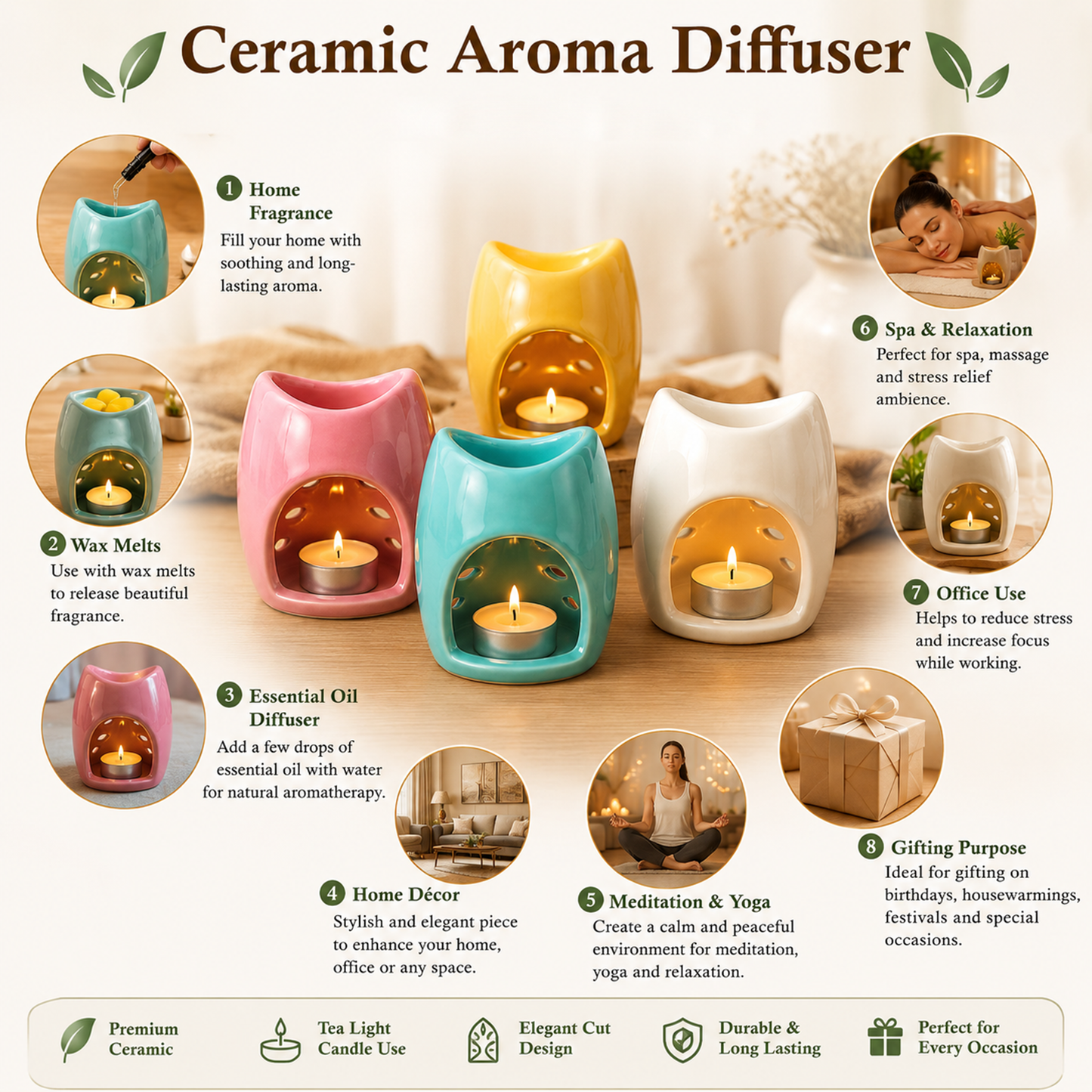 Leaf Ceramic Aroma Diffusers | ARM550