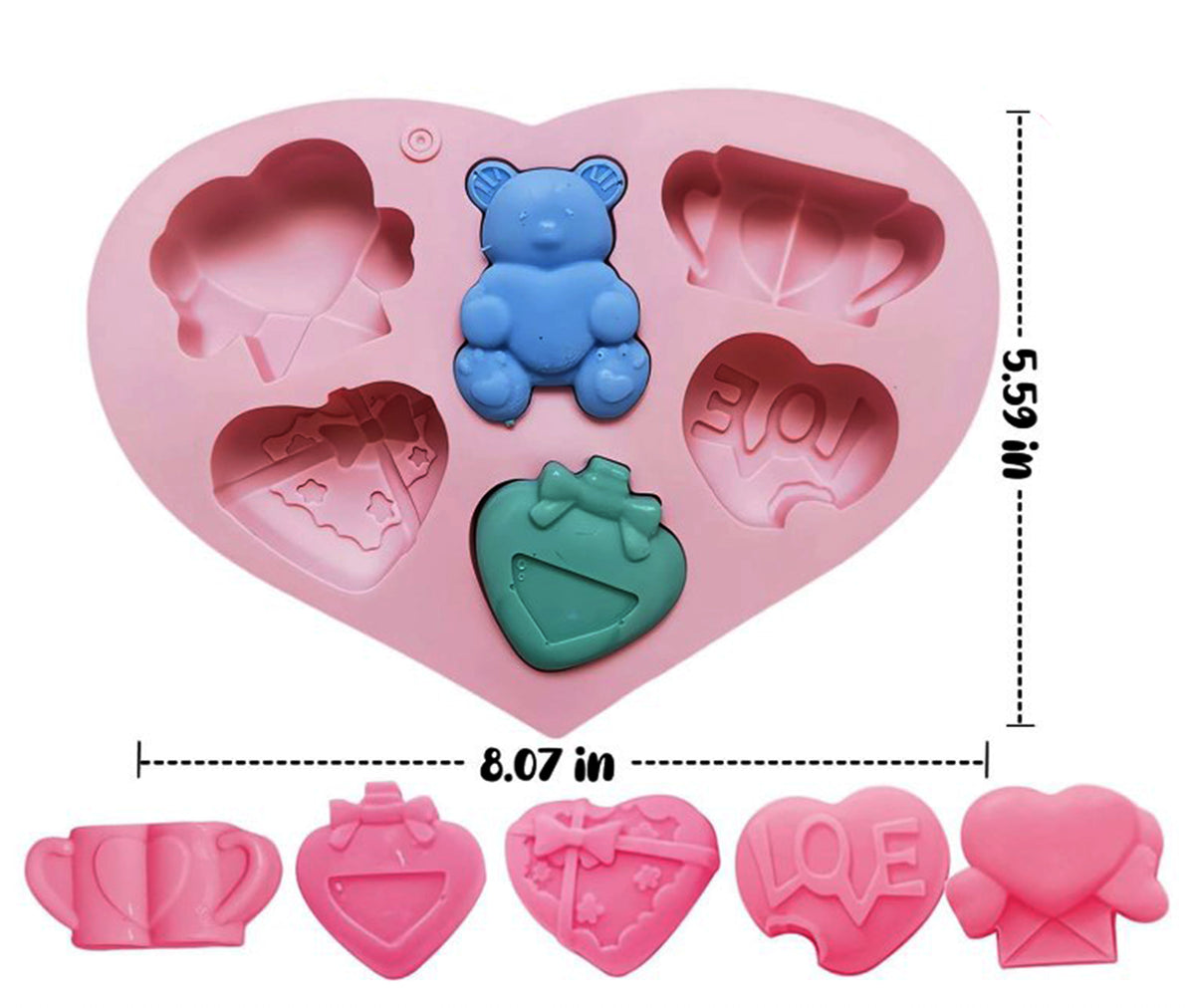 Heart Shape Love & Teddy Bear Silicone Mold Set | MLD-SSM354