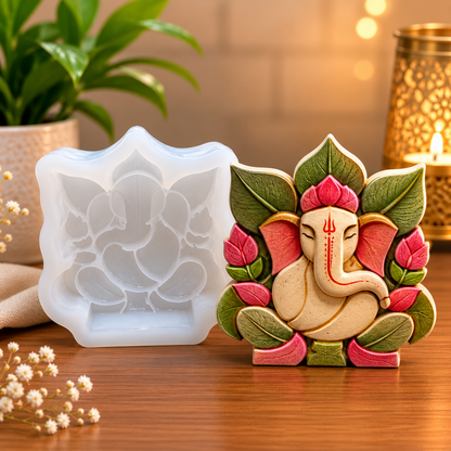Leaf Style Lord Ganesha Silicone Mold for Resin, Jesmonite, Plaster & Concrete Art | WCM874