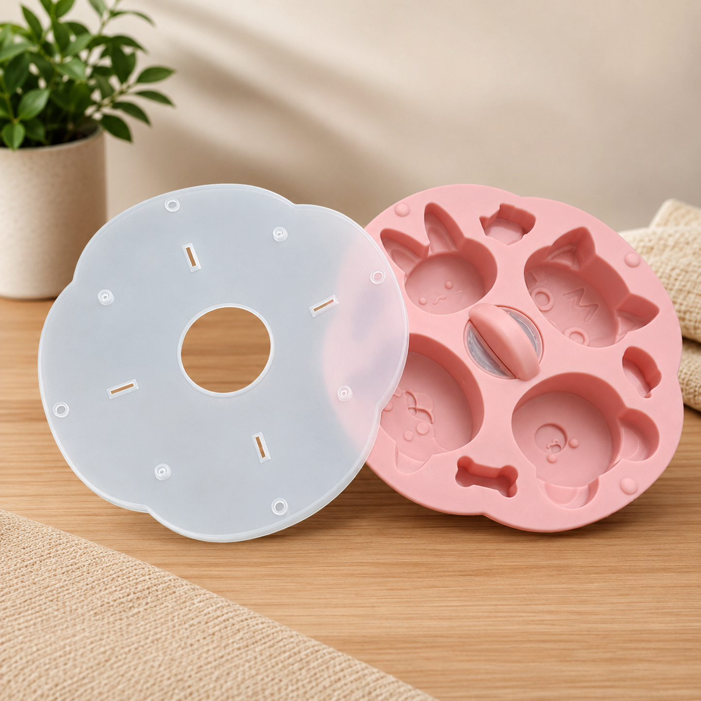 Cute Cartoon Animal Face Silicone Mold – 4 Cavity DIY Resin, Soap & Craft Mold | SSM293