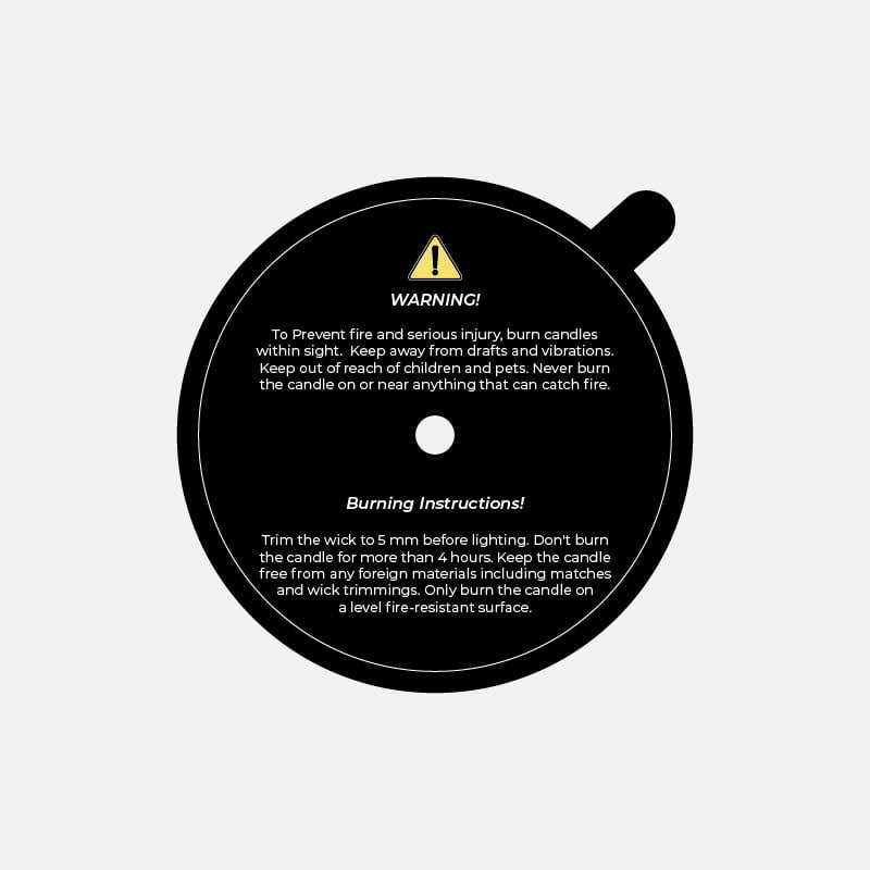 Candle Warning Label Black 6cm (50 PCS )PM387