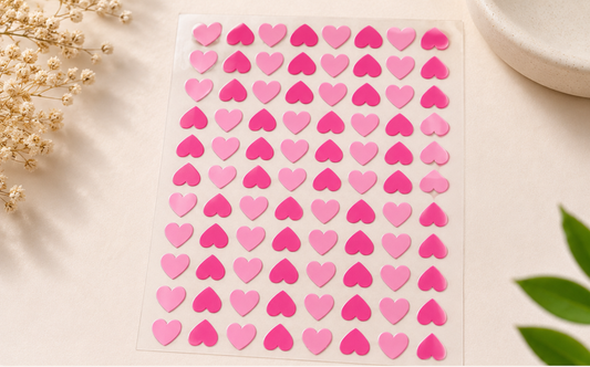 UV Transfer Sticker Sheet – Pink Heart Stickers for Craft & Gift Decoration | UV018