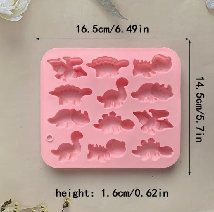 12-Cavity Dinosaur Silicone Mold | MLD-SSM355