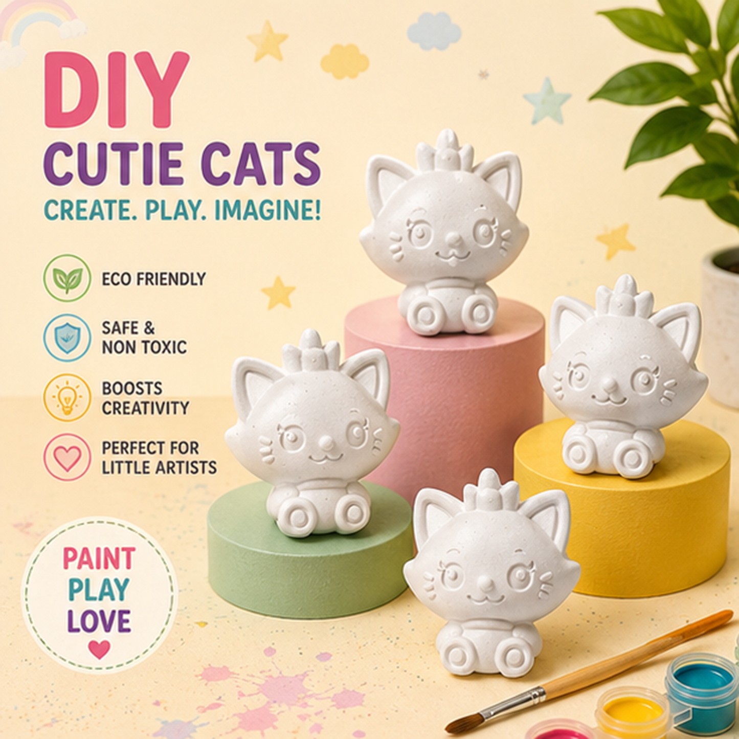 Cute Princess Cat Concrete DIY Activity Kit | RCP012