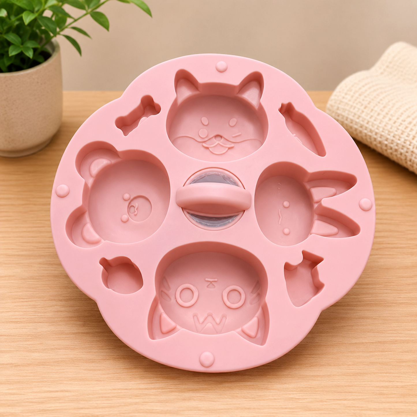 Cute Cartoon Animal Face Silicone Mold – 4 Cavity DIY Resin, Soap & Craft Mold | SSM293