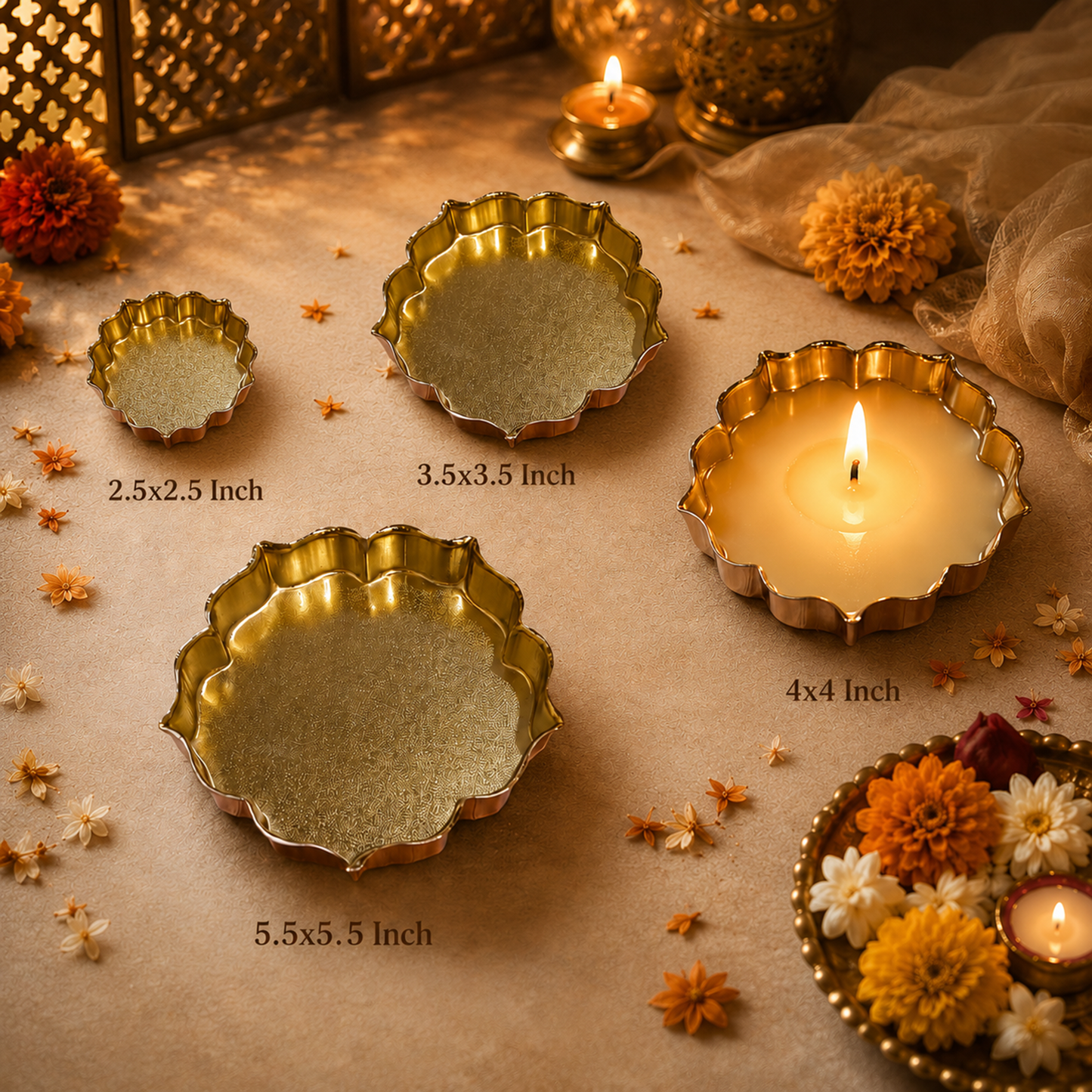 Golden Flat Lotus Urli Bowl | PM420
