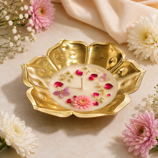 Gold Lotus Flower Metal Urli Bowl | WCT020
