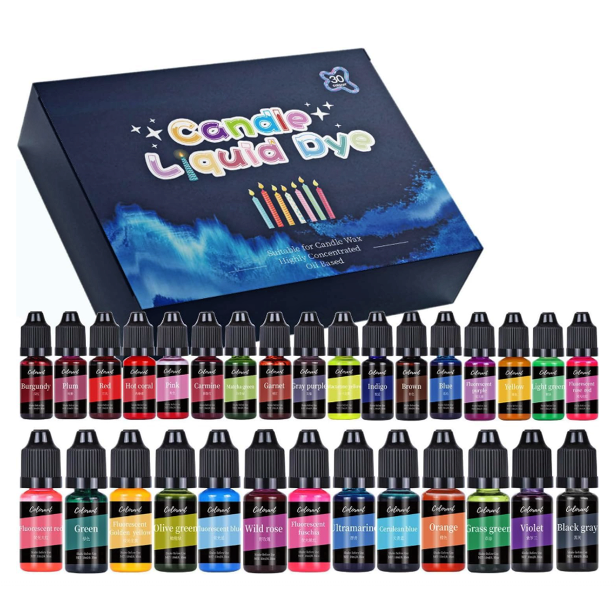 30 Colors Candle Liquid Dye Set (10ml Bottles) CK002
