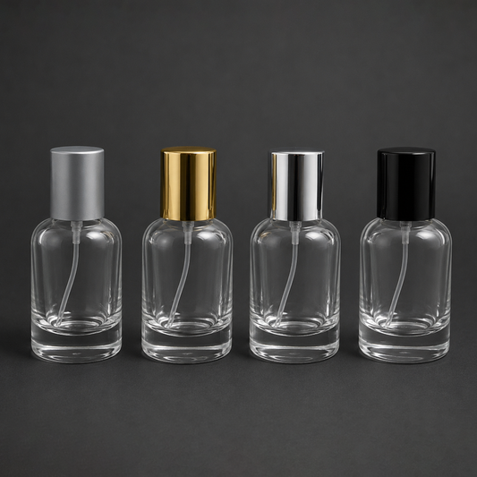 Round Shape glass Perfume Spray Bottle with Metal Cap (Set of 4)| PGB005
