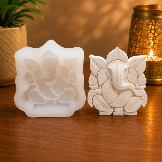 Leaf Style Lord Ganesha Silicone Mold for Resin, Jesmonite, Plaster & Concrete Art |WCM874(OWN)