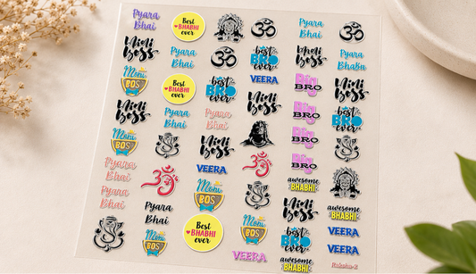UV Transfer Sticker Sheet – Bhai Bhabhi & Brother Sister Quotes Stickers | UV017