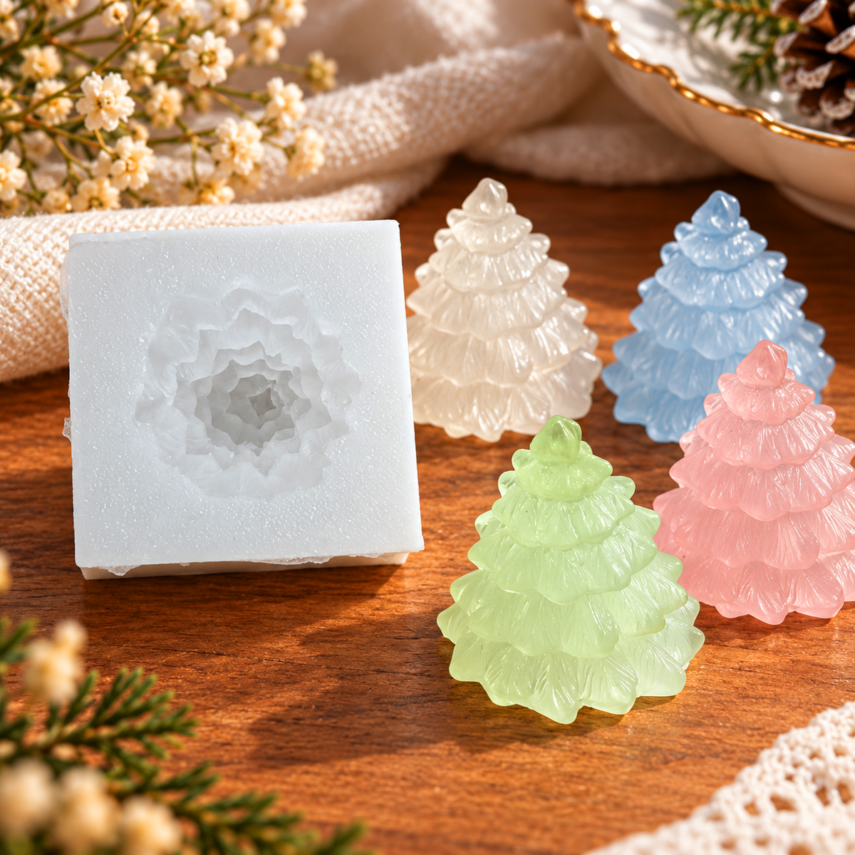 Mini Christmas Tree Silicone Mold for Candle, Fondant, Resin & DIY Crafts | MLD-CFM493[own]