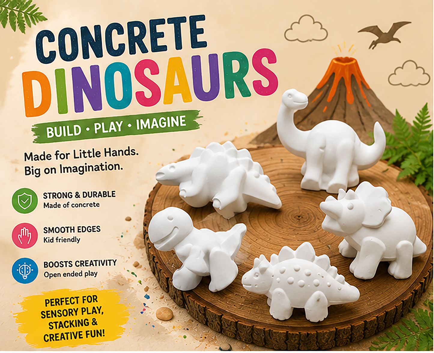 Concrete Dinosaur DIY Craft Toy Set of 6 pcs | RCP002