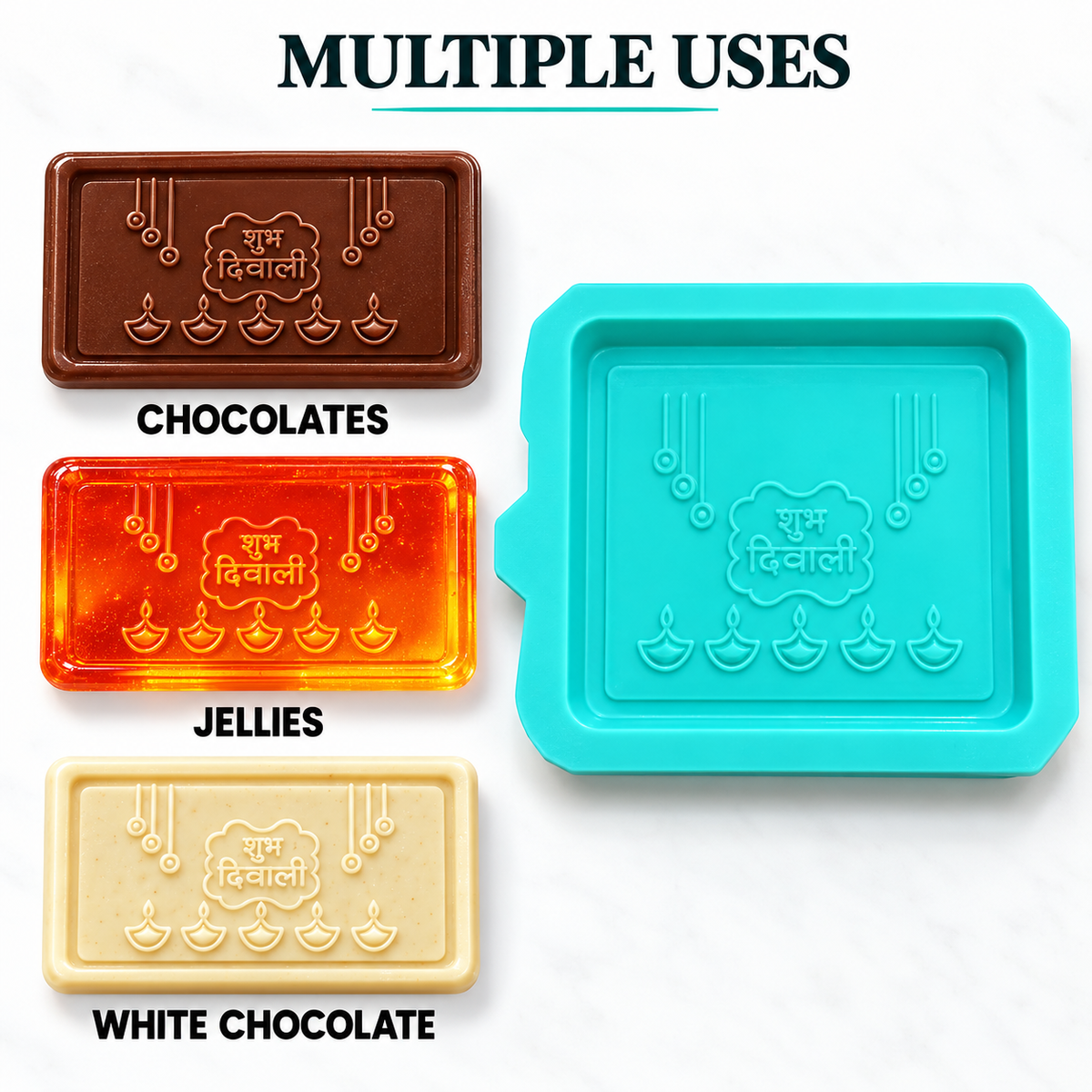 Shubh Dipavali Diya Chocolate Bar Silicone Mold | MLD- CFM500