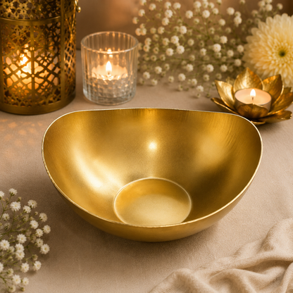 Elegant Gold Decorative Metal OVAL Bowl URLI | WCT019