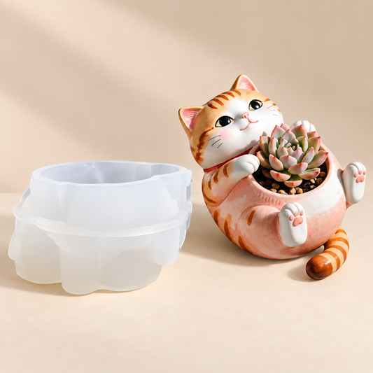 Lounging Kitty Planter Mould | MLD-ARM579