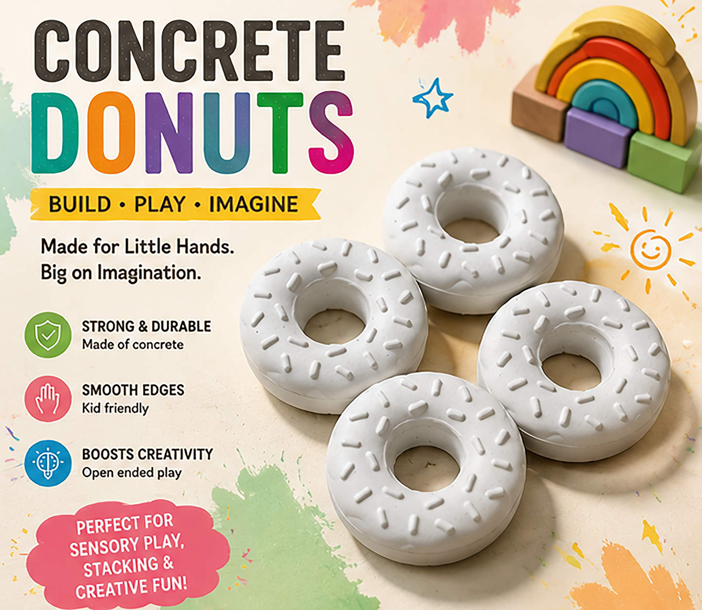 Concrete Donut DIY Craft Piece set of 4| RCP001