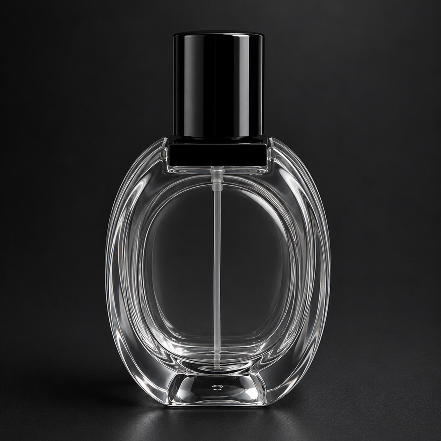 Luxury Oval Glass Perfume Spray Bottle with Black Cap (set of 4) | PGB007