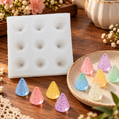 9 Cavity Cone Texture Silicone Mold for Candle, Fondant, Resin & DIY Crafts | MLD-CFM492[own]