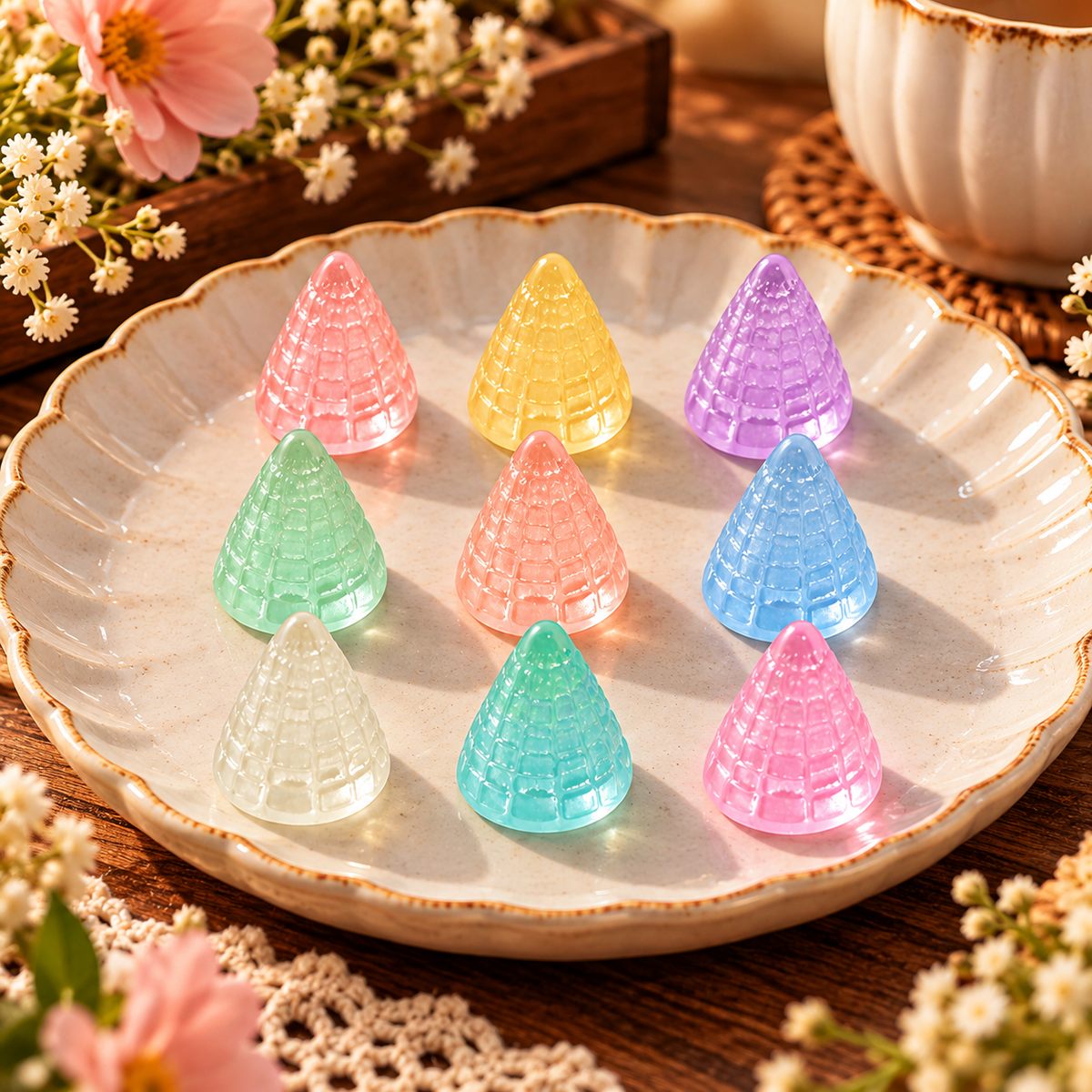 9 Cavity Cone Texture Silicone Mold for Candle, Fondant, Resin & DIY Crafts | MLD-CFM492[own]