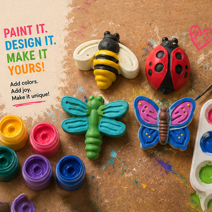 Kids DIY Concrete Painting Kit – Bee, Butterfly, Dragonfly & Ladybug Shapes | RCP017